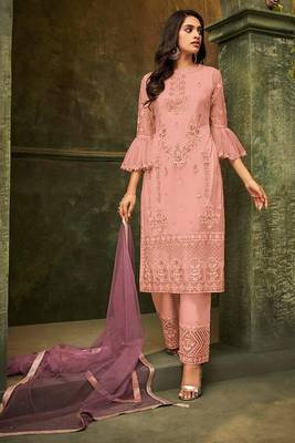 Light Pink Embroidered Net Salwar 1