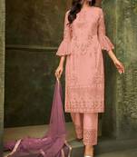 Light Pink Embroidered Net Salwar