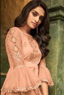 Light Orange Embroidered Net Salwar 2
