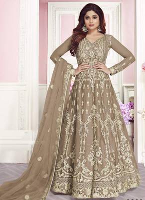 Brown Embroidered Net Salwar 1