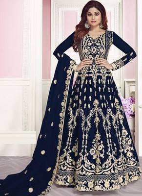 Blue Embroidered Net Salwar 1
