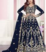 Blue Embroidered Net Salwar