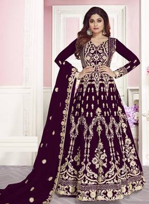 Purple Embroidered Net Salwar 1