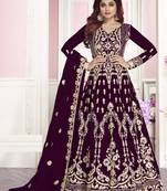Purple Embroidered Net Salwar