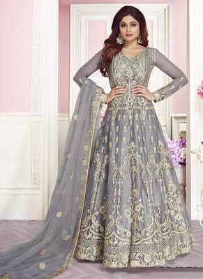 Grey Embroidered Net Salwar 1
