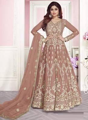 Peach Embroidered Net Salwar 1