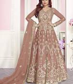 Peach Embroidered Net Salwar