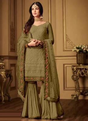Green Embroidered Net Salwar 1