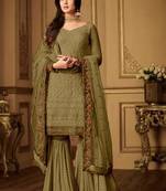 Green Embroidered Net Salwar