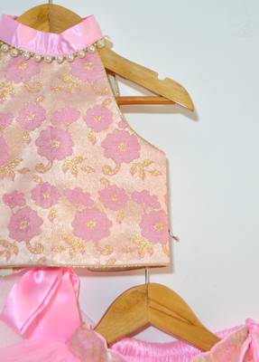Tbt Brocade Net Layered Lehenga Choli  Pink 3