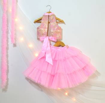 Tbt Brocade Net Layered Lehenga Choli  Pink 5