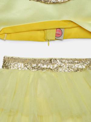 Tbt Flaired Off Shoulder Lehenga Choli  Lime Yellow 5