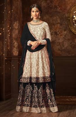 Off-white embroidered georgette salwar 1