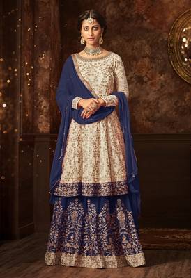 Off-white embroidered georgette salwar 1
