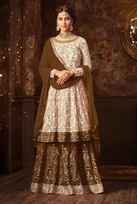 Off-white embroidered georgette salwar 1