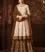 Off-white embroidered georgette salwar