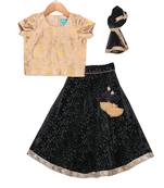 Black & Gold Brasso Lehenga with Brocade Top