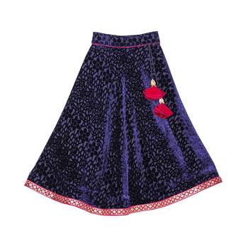 Navy Blue & Fuchsia Brasso Lehenga with Velvet Top 2