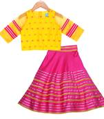 Mustard and fuchsia Embellished Top with Embellished Lehenga
