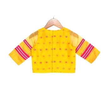 Mustard and fuchsia Embellished Top with Embellished Lehenga 4