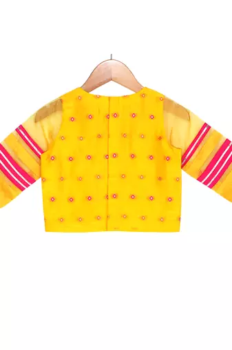 Mustard and fuchsia Embellished Top with Embellished Lehenga