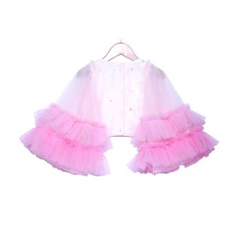 Tulle skirt with Bell Sleeves Crop Top  Ombre Ruffled Tiered 4