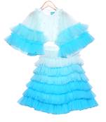 Tulle skirt with Bell Sleeves Crop Top  Ombre Ruffled Tiered