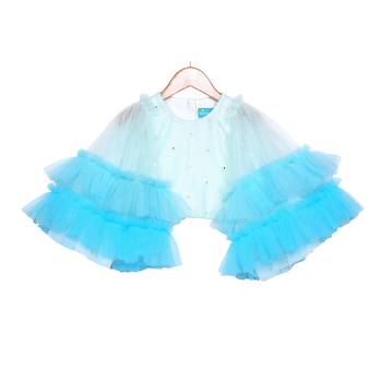 Tulle skirt with Bell Sleeves Crop Top  Ombre Ruffled Tiered 3