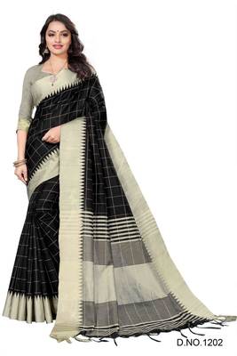 black woven art silk saree with blouse 1