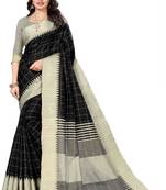 black woven art silk saree with blouse
