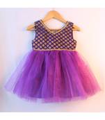 Purple ethnic brocade baby party frock