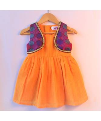 Musturd & purple ethnic koti baby party frock 1