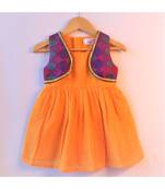 Musturd & purple ethnic koti baby party frock