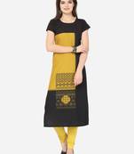 Black printed crepe kurtas-and-kurtis