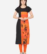 Black printed crepe kurtas-and-kurtis
