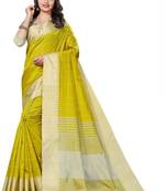 Yellow woven art silk saree with blouse