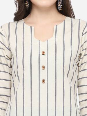 Off-white plain cotton kurtas-and-kurtis 4