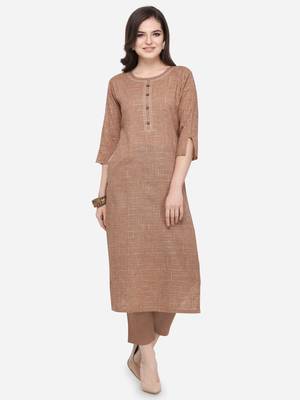 Brown plain cotton kurtas-and-kurtis 1
