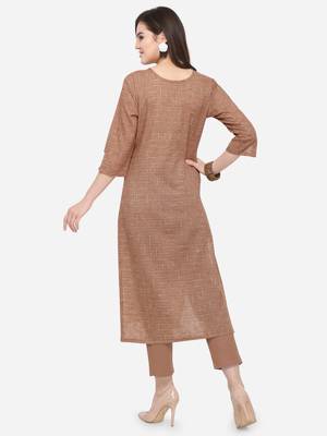 Brown plain cotton kurtas-and-kurtis 2