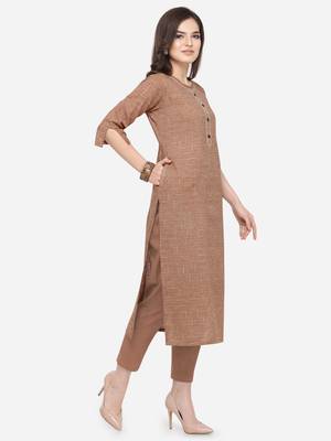 Brown plain cotton kurtas-and-kurtis 3
