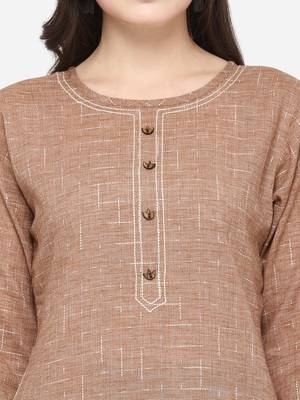Brown plain cotton kurtas-and-kurtis 4