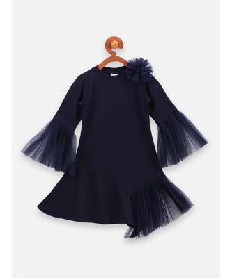 Navy Mesh Detailing Designer Dress 1