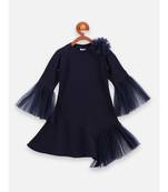 Navy Mesh Detailing Designer Dress