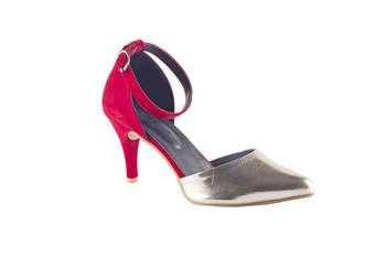 Women Synthetic Red & silver mid Heels ankle strap 1