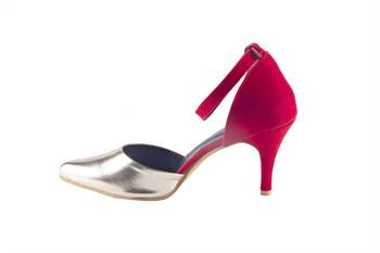 Women Synthetic Red & silver mid Heels ankle strap 2