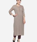 Beige plain cotton kurtas-and-kurtis