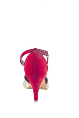 Women Synthetic Red & silver mid Heels ankle strap 3