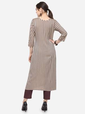 Beige plain cotton kurtas-and-kurtis 2