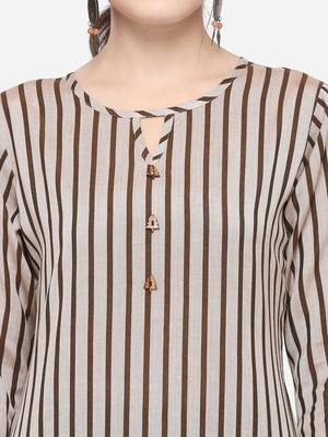 Beige plain cotton kurtas-and-kurtis 4