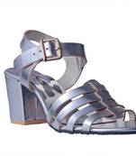 Women Synthetic Silver block Heels